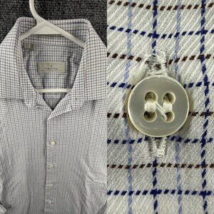 Ermenegildo Zegna Blue Brown Check Small Cotton Shirt Luxury Button Up Men Adult